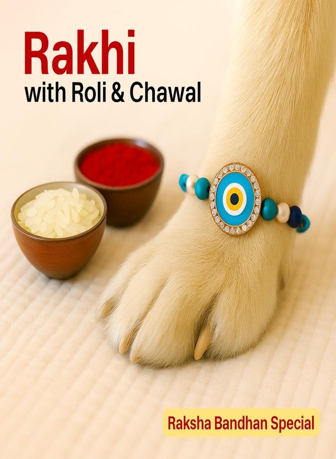 Sage Square Paw Bandhan Evil Eye Rakhi for Dogs, Cats & Small Pets | Celebrate Bonds of Love This Raksha Bandhan | Cute Rakhi with Beads | Gift for Pet Lovers & Furry Companions (Type 9) - Image 3